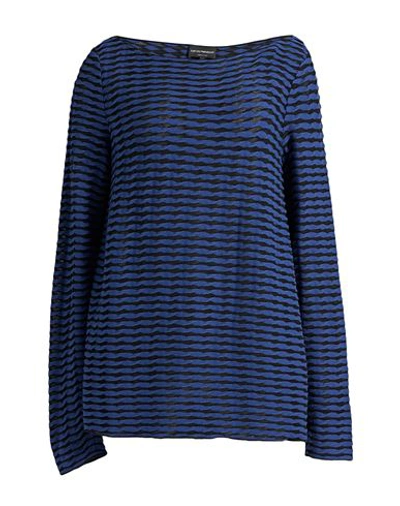 Emporio Armani Woman Top Blue Size 14 Viscose, Polyester