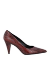 Casadei Woman Pumps Brown Size 10 Leather In Red