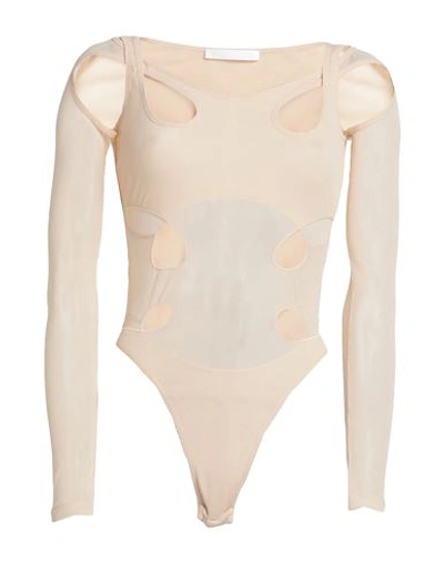 Dion Lee Woman Bodysuit Beige Size 6 Cotton, Polyamide