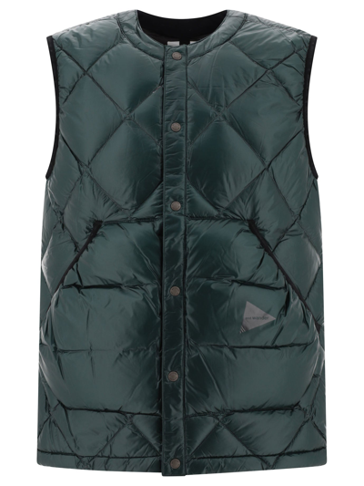 And Wander Green Diamond Stitch Down Vest In 140 Green