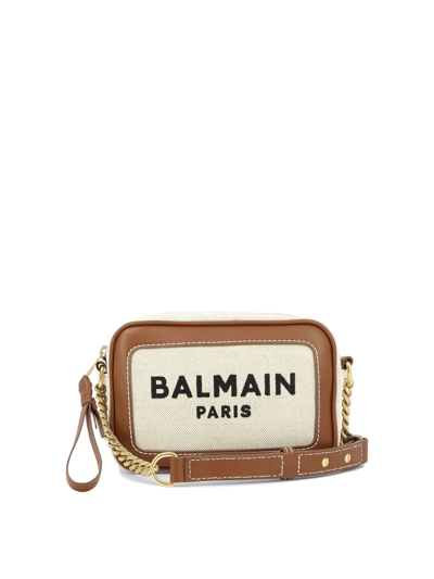 Balmain Shoulder Bag In Natural Brown/gold