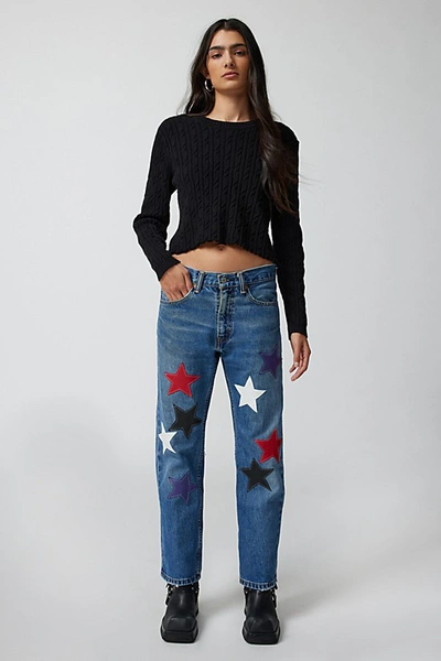 Urban Renewal Remade Leather Star Patch Jean In Indigo At Urban Outfitters