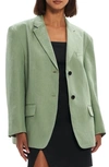 Theory Galena Boxy Oversized Linen Jacket In Leaf - F15
