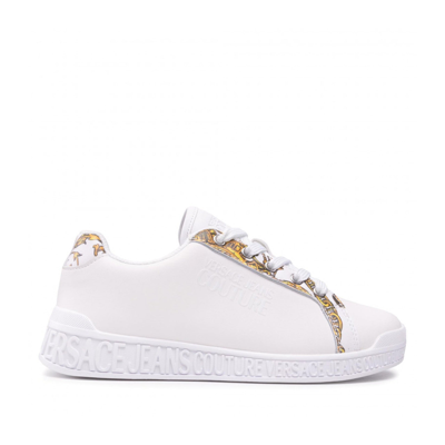 Versace Jeans Couture Logo Leather Sneakers In White