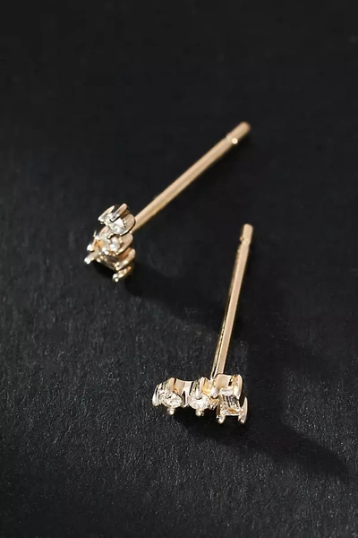 By Anthropologie Tiered Diamond Baguette Post Earrings In Gold