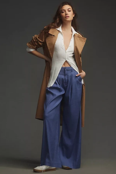 Maeve The Avery Pleated Wide-leg Trousers By : Linen Edition Pants In Blue