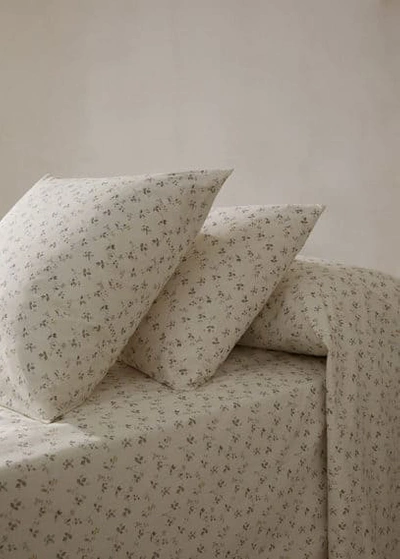 Mango Home Flowers Print Cushion Case 60x60cm Off White In Neutral