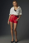Maeve The Colette Faux Leather Shorts By  In Red
