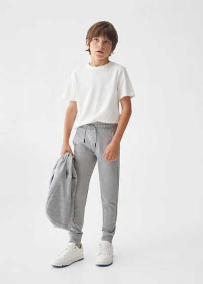 Mango Kids' Cotton Jogger-style Trousers Medium Heather Grey