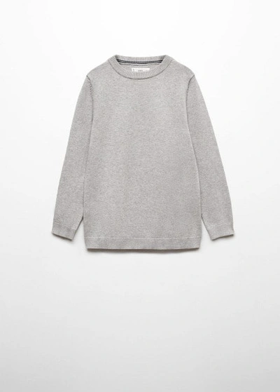 Mango Kids' Knit Cotton Sweater Medium Heather Grey