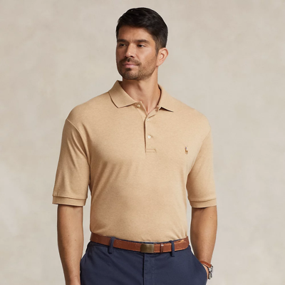 Polo Ralph Lauren Soft Cotton Polo Shirt In Classic Camel Heather