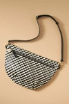 Clare V Grande Woven Leather Belt Bag In Black