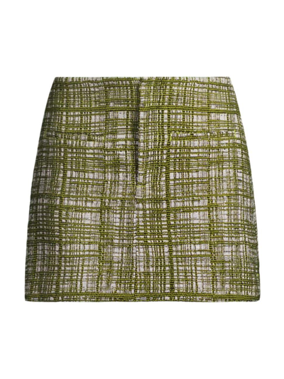 Jason Wu Ultra Mini Tweed Skirt In Green