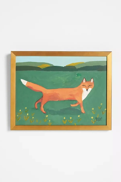 Anthropologie Fox In The Field Wall Art In Green