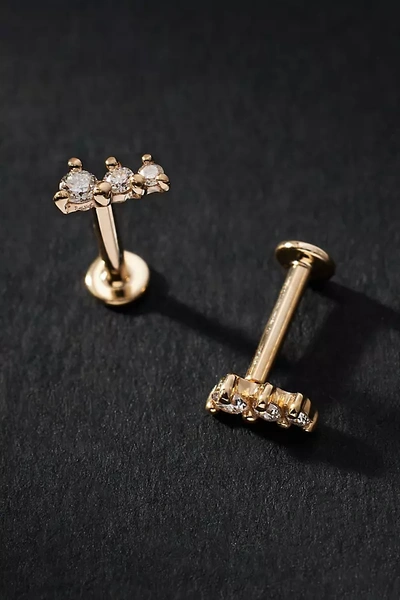 By Anthropologie Three-diamond Post Earrings In Gold