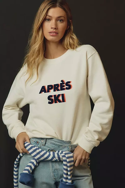 Kule The Raleigh Apres Ski Graphic Sweatshirt In Beige