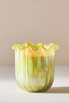 ANTHROPOLOGIE RUFFLE FLORAL JASMINE VETIVER GLASS CANDLE