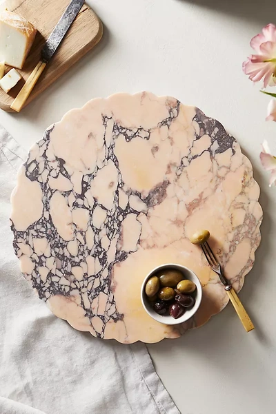 Terrain Scalloped Breccia Marble Serving Board In Neutral