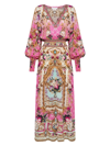 CAMILLA WOMEN'S GRAPHIC SILK SMOCKED MAXI DRESS