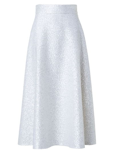 Akris Women's Sequined Wool-blend Flare Midi-skirt In Ecru