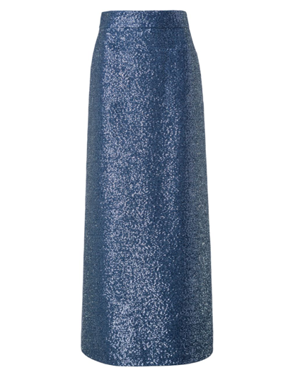Akris Women's Sequinned Floor-length Skirt In Denim