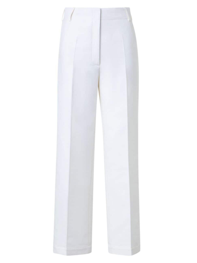 Akris Wide-leg Crop Cotton Twill Pants In Ecru