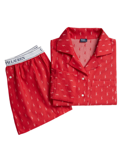 Polo Ralph Lauren Logo-print Shortie Pajama Set In Haute Red