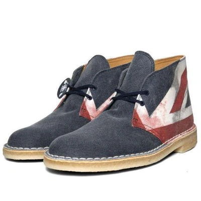 Pre-owned Clarks Originals Herren X Wüstenstiefel Union Jack Multi Uk 12/us 12.5 F In Multifarbe