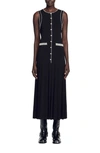 Sandro Naima Imitation Pearl Button Front Sleeveless Midi Dress In Black