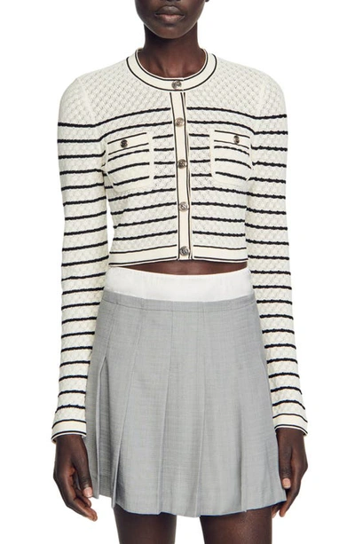 Sandro Molie Cardigan In White/ Black