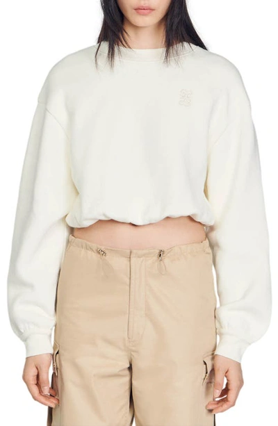 Sandro Jiya Puff Sleeve Sweatshirt In Natural