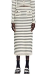 Sandro Pointelle-knit Striped Midi Skirt In Noir / Gris