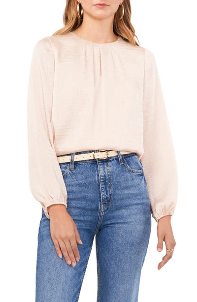 Vince Camuto Long Sleeve Satin Yoryu Top In Tapioca