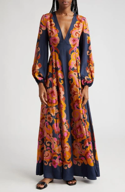 Zimmermann Acadian Printed Silk Maxi Dress In Blue