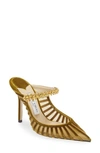 Jimmy Choo Bing Mesh Crystal-strap Mule Pumps In Citrine