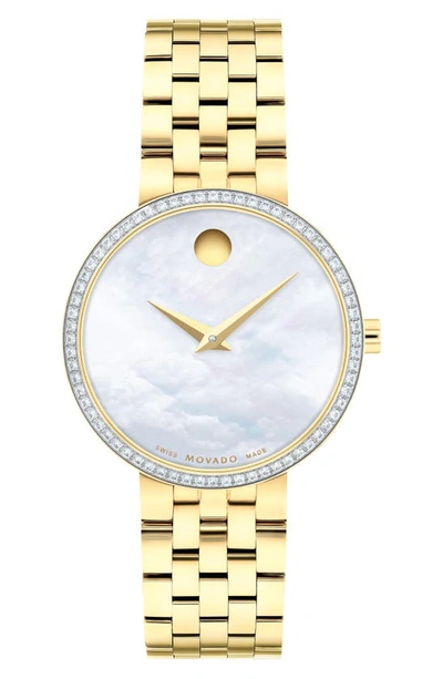 Movado Women's Museum Classic Yellow Goldtone Stainless Steel & Diamond Bracelet Watch/29.5mm