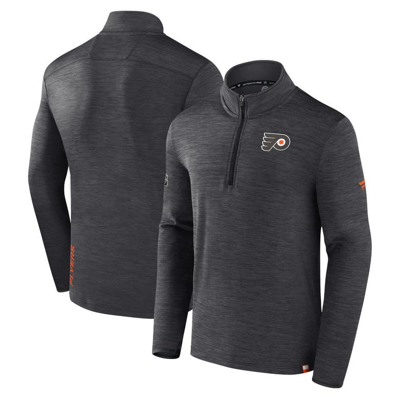 Fanatics Branded  Heather Charcoal Philadelphia Flyers Authentic Pro Quarter-zip Pullover Top