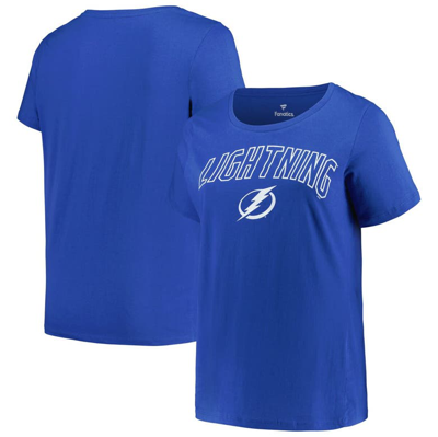 Profile Blue Tampa Bay Lightning Plus Size Arch Over Logo T-shirt