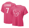 MAJESTIC MAJESTIC THREADS C.J. STROUD PINK HOUSTON TEXANS NAME & NUMBER T-SHIRT
