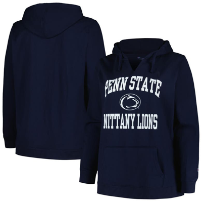 Champion Women's  Navy Penn State Nittany Lions Plus Size Heart And Soul Notch Neck Pullover Hoodie