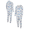 CONCEPTS SPORT CONCEPTS SPORT WHITE BUFFALO BILLS ALLOVER PRINT DOCKET UNION FULL-ZIP HOODED PAJAMA SUIT