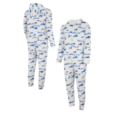 Concepts Sport White Buffalo Bills Allover Print Docket Union Full-zip Hooded Pajama Suit