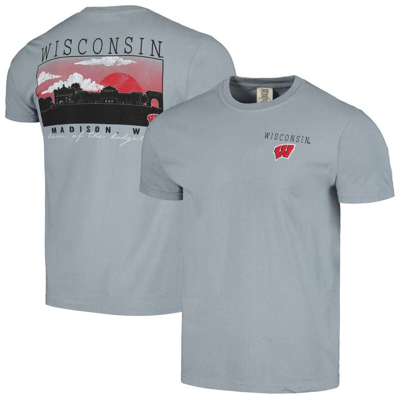 Image One Grey Wisconsin Badgers Campus Scene Comfort Colours T-shirt