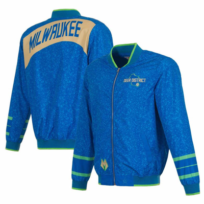 Jh Design Men's  Blue Milwaukee Bucks 2023/24 City Edition Full-zip Bomber Jacket