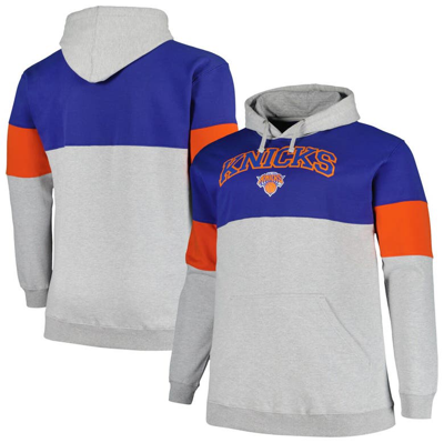 Fanatics Men's  Blue, Orange New York Knicks Big And Tall Pullover Hoodie In Blue,orange