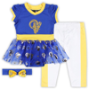 JERRY LEIGH GIRLS INFANT ROYAL LOS ANGELES RAMS TAILGATE GAME DAY BODYSUIT WITH TUTU, HEADBAND & LEGGINGS CHEERL