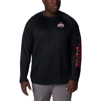 Columbia Black Ohio State Buckeyes Big & Tall Terminal Tackle Omni-shade Raglan Long Sleeve T-shirt