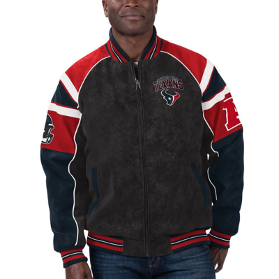 G-iii Sports By Carl Banks Black Houston Texans Faux Suede Raglan Full-zip Varsity Jacket