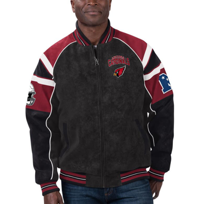 G-iii Sports By Carl Banks Black Arizona Cardinals Faux Suede Raglan Full-zip Varsity Jacket