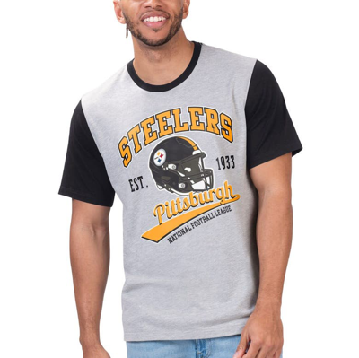 G-iii Sports By Carl Banks Heather Grey Pittsburgh Steelers Black Label T-shirt